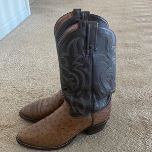 Tony Lama Mens Ostrich skin cow boy boots